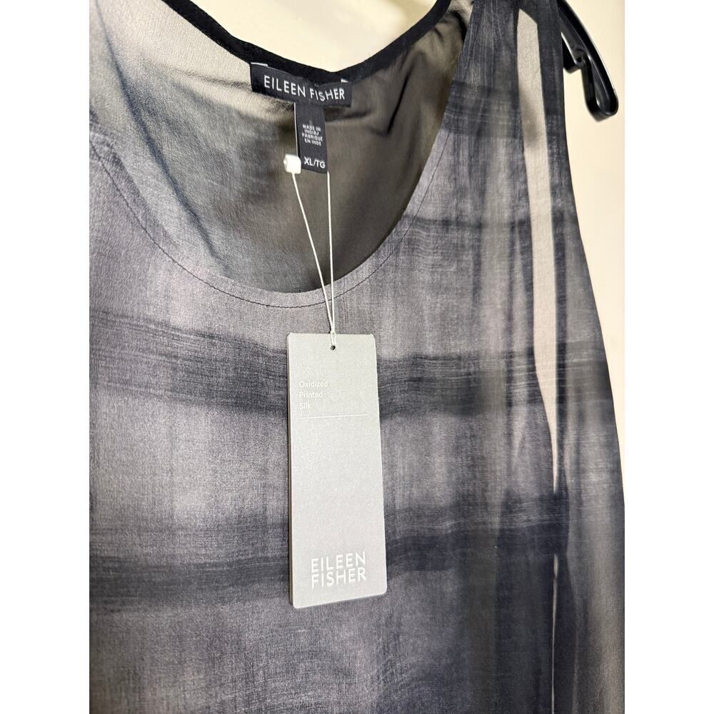 NWT Eileen Fisher Oxidized Printed Silk Roundneck Tunic Top Sz. XL - Picture 3 of 7